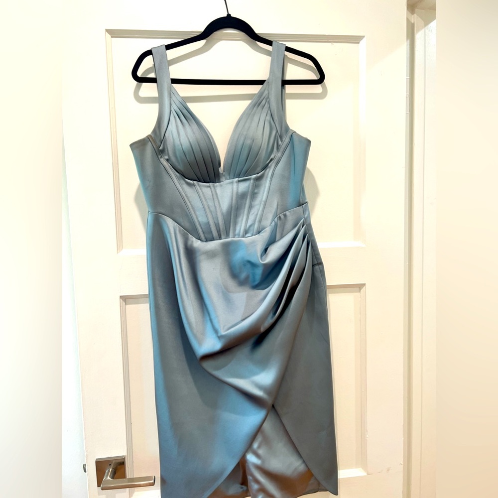Gigii’s Scarlett Draped Sleeveless Corset Midi Dress
